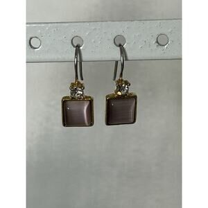 Lovely Silver Tone Pink Moonstone Earrings